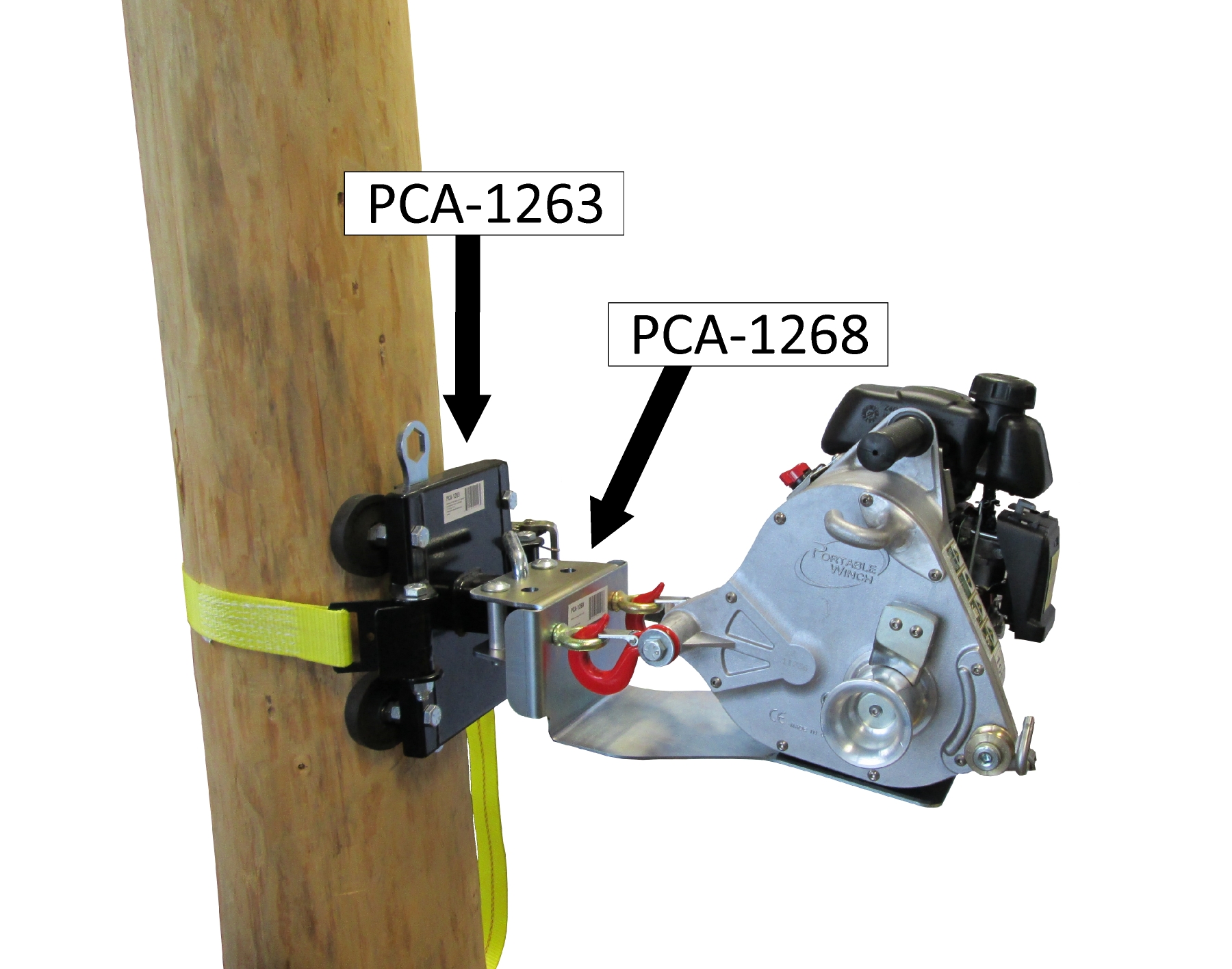 tree mount winch anchoring system with rubber pads